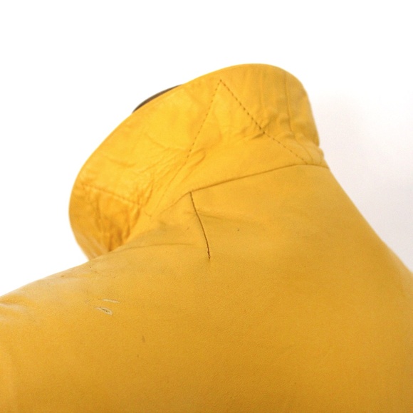 1960s vintage  manteau cuir jaune clouté yellow leather studded  jacket coat - Picture 13 of 16